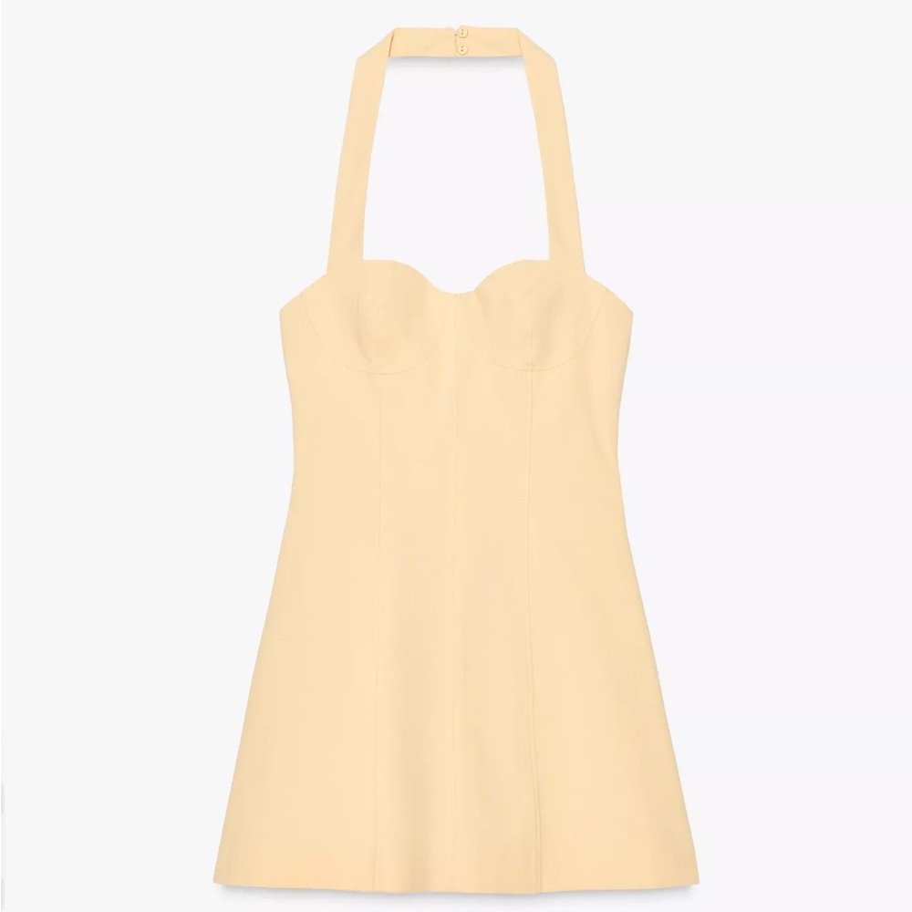 Zara yellow halter jumpsuit dress
